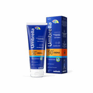Umbrella Crema SPF 50. Con vitamina E posee acción hidratante, humectante y una alta protección, dejando la piel suave y tersa.