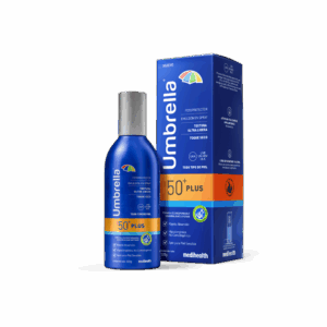 Umbrella Plus SPF 50. Emulsión en spray con textura ultra ligera y toque seco de fácil aplicación. Apto para piel sensible y todo tipo de piel.